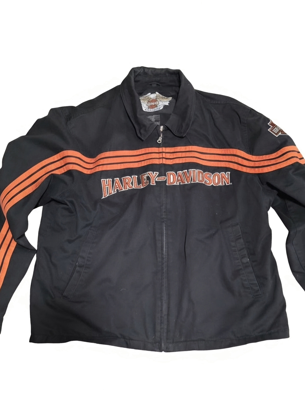 Rare Vintage Harley-Davidson Men's Black Cotton Canvas Racing Jacket - Size XL